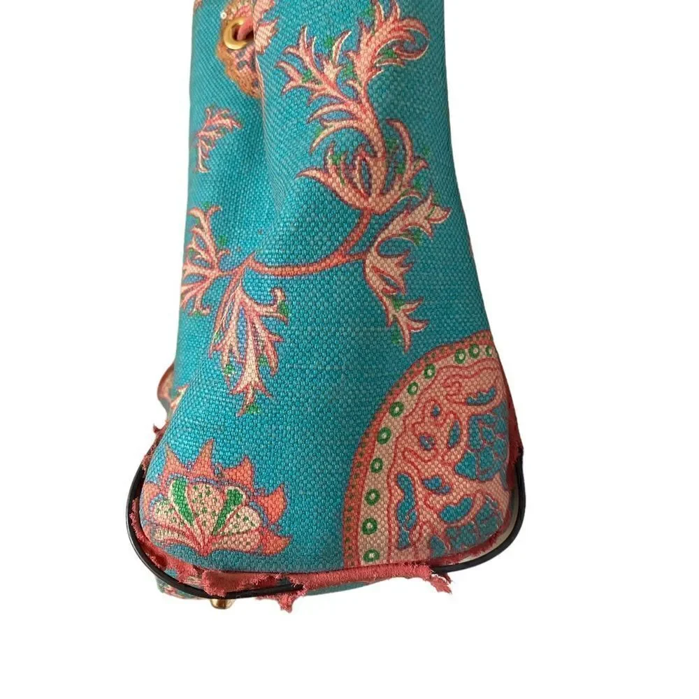 Buzz by Jane Fox Satchel Blue and Coral Paisley
